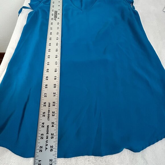 Anthropologie HD In Paris Womens Flutter Sleeve Embroidered Collar Blue Top 6 - Picture 7 of 7